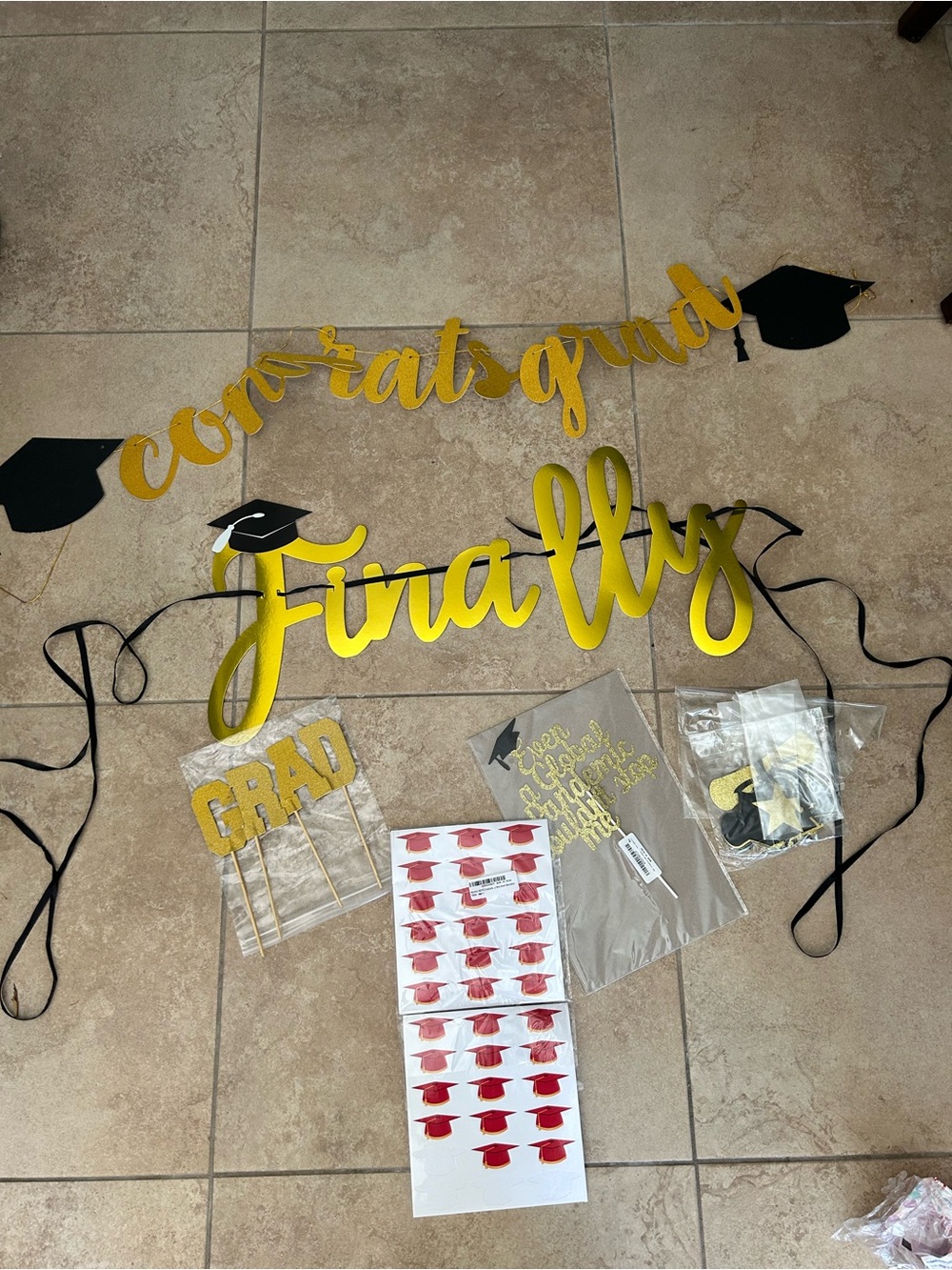 Graduation Party Banner and Cake Toppers and stickers